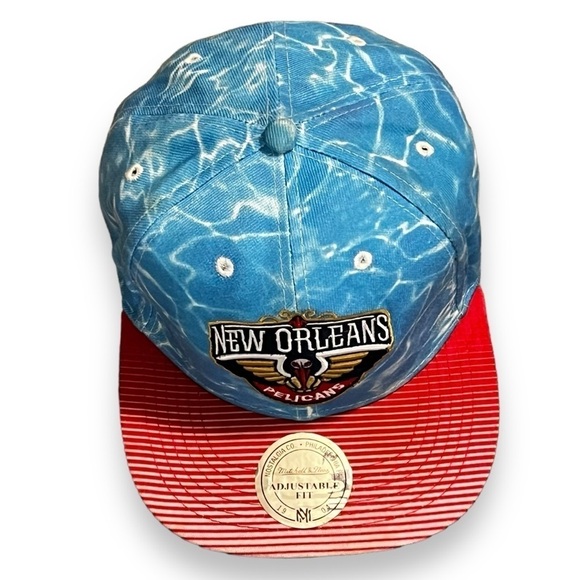 Mitchell & Ness New Orleans Pelicans Hat NBA Snap Back Embroidered Blue Water - Picture 8 of 11